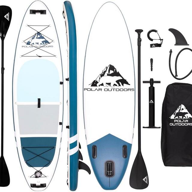 Polar Outdoors by Roc Inflatable Stand Up Paddle Board with Premium SUP Paddle Board Accessories, Wide Stable Design, Non-Slip Comfort Deck for Youth & Adults