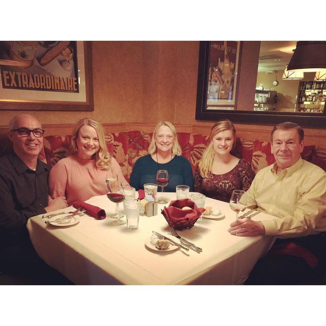 Family birthday celebration with Karri's Mom and Dad and niece Mercedes!