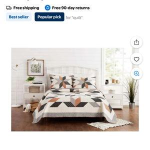 Better Homes & Gardens Starburst Patchwork Cotton Quilt, Off-White, King, All Ages