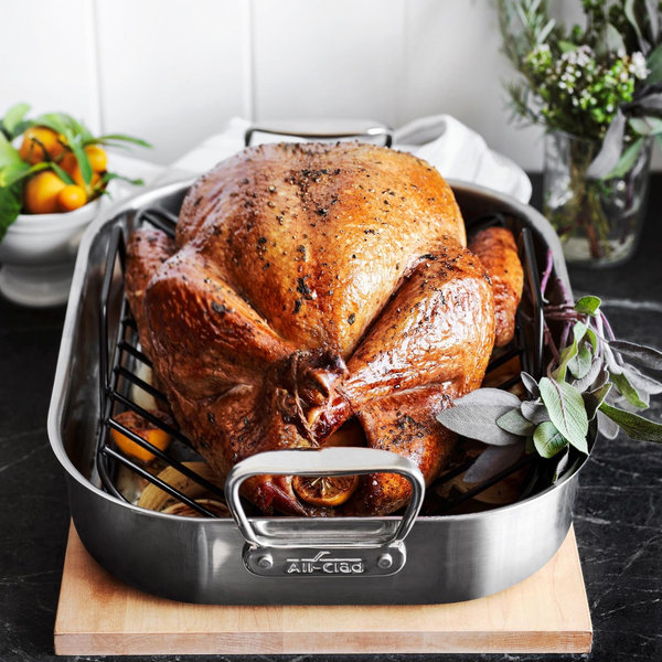 All-Clad Stainless-Steel Roasting Pan with Rack - Large
