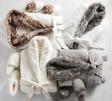 Faux Fur Hooded Bath Robe