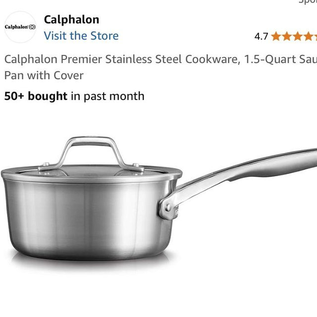Calphalon Premier Stainless Steel Cookware, 1.5-Quart Sauce Pan with Cover