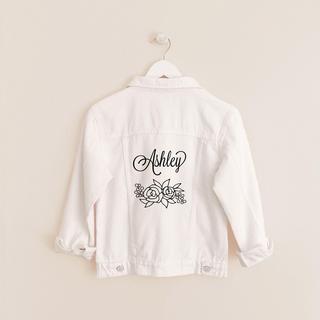 Personalized Floral White Jean Jacket