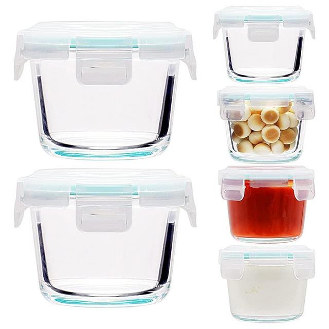 4oz Glass Small Food Storage Containers,Containers with Airtight BPA-Free Locking Lids - Food containers - Microwave & Dishwasher Safe, Set of 6