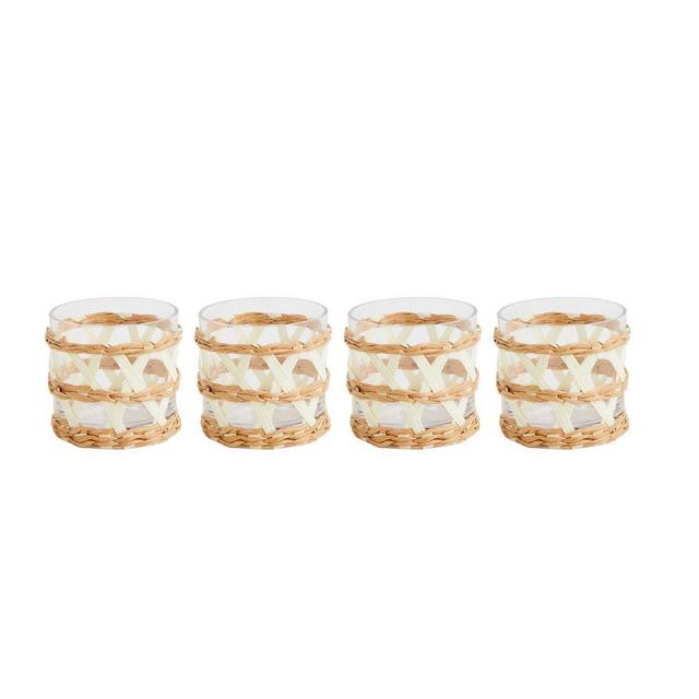 Island Wrapped Votives White, Set of 4