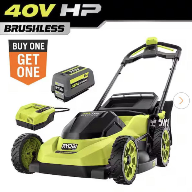 RYOBI 40V HP Brushless 20 in. Cordless Battery Walk Behind Push Lawn Mower with 6.0 Ah Battery and Charger RY40HPLM06K