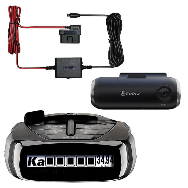 Cobra RAD 480i Radar Detector & SC 201 Smart Dash Cam + 2.5A OBD Port to Micro USB DIY Easy Hardwire Kit: Long Range Rapid Radar Detection, Full HD 1080P Video + 16GB SD Card, Built-in WiFi & GPS