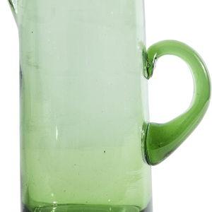 Moroccan Glass Cone Jug by Verve CULTURE | Handblown Water Pitcher, Green| 36 Fl. Oz.