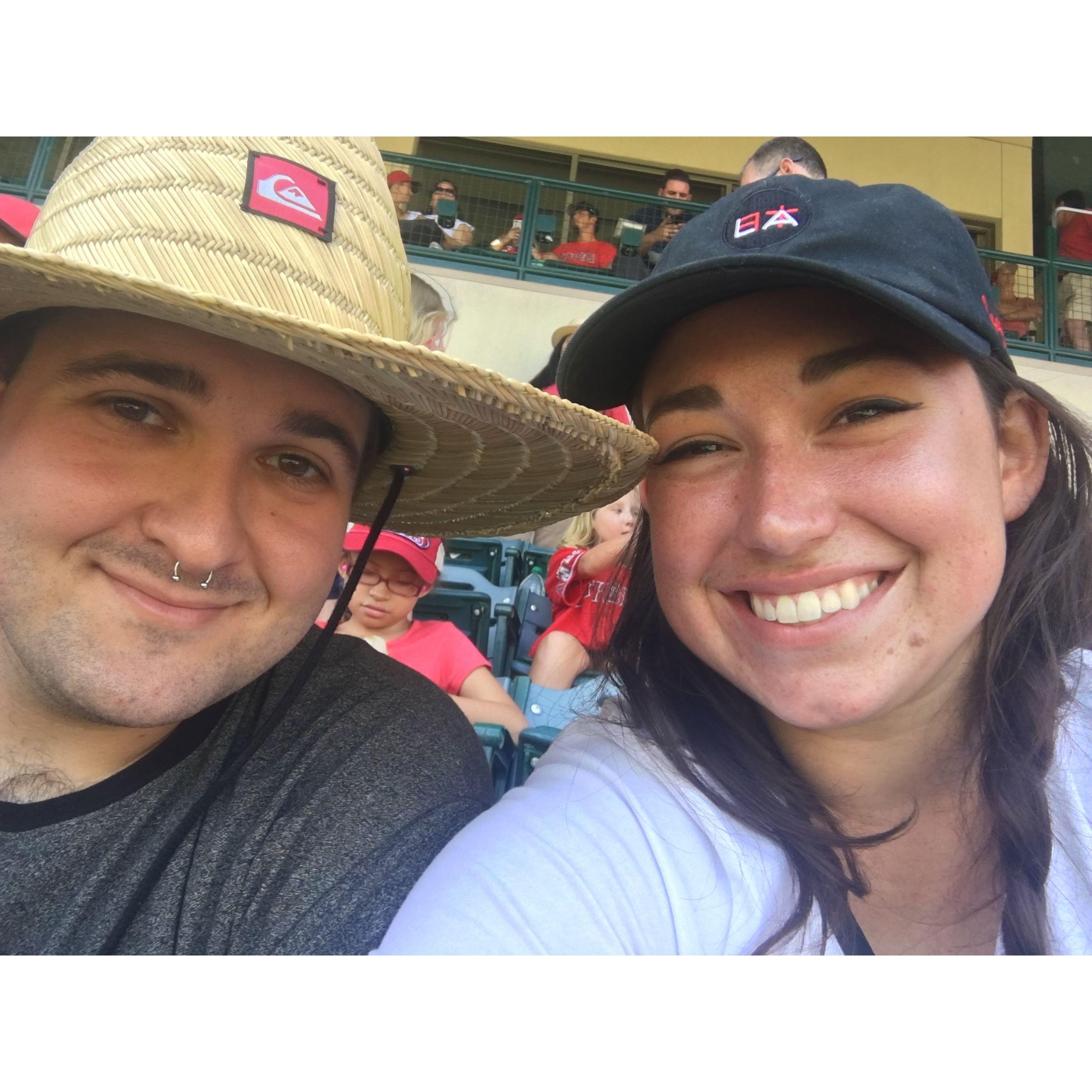 August 2018- Jackie and Bryan went to their first Angel's game together. Jackie said she got herself a real catch ;)