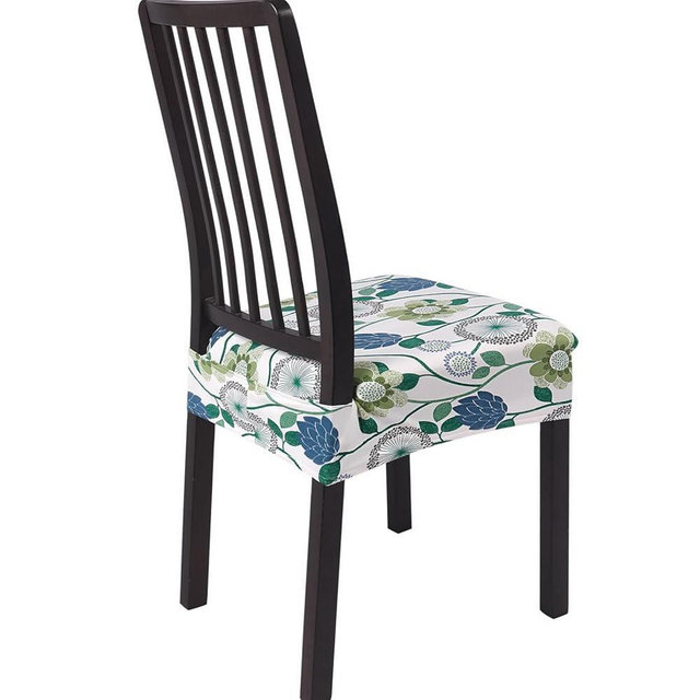 SearchI Stretch Dining Chair Seat Covers Set of 4, Soft Removable Washable Seat Covers for Dining Chairs, Dining Room Seat Cover Protector (Rear-Covered, Dandelion Flower)