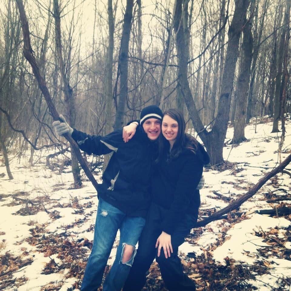 One of our earliest dates, walking in the woods with Grandma Sandie and Grandpa Bernie