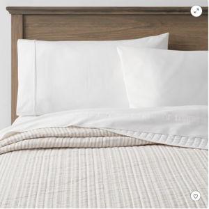 Full/Queen Reversible Cotton Stripe Quilt Khaki - Threshold™: Midweight Coverlet, Machine Washable, OEKO-TEX Certified