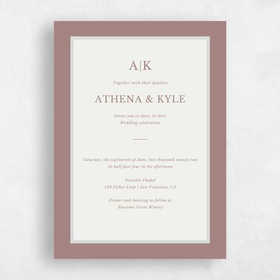 Dusty Rose, Pink Wedding Invitation - Weyers Frame
