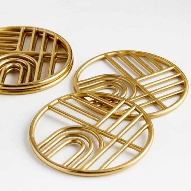 Gold Metal Coasters, Set of 4