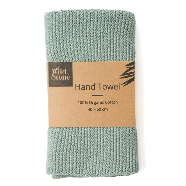 Wild & Stone | Organic Cotton Hand Towel Kitchen Towel | Perfect for Around The Home | Eco Hand Towels | Moss Green