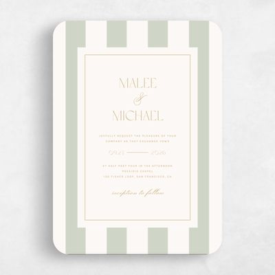Green Rounded Wedding Invitation - Cancun Portrait