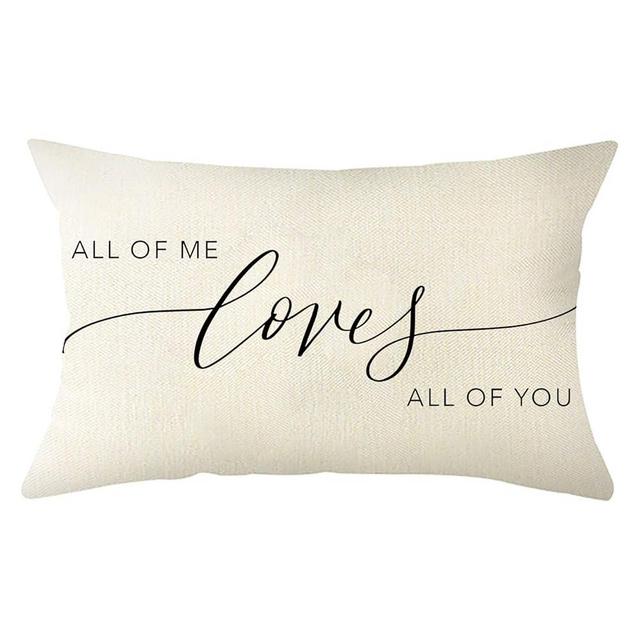 Ogiselestyle All of Me Loves All of You Throw Pillow Covers, 12 x 20 Inch Farmhouse Cushion Case Decoration for Sofa Couch