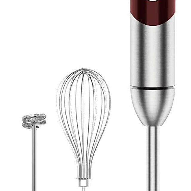 3- in-1 Immersion Hand blender, Powerful 1000W Stainless Steel Stick Blender, 4 Sharpe Blades with Whisk, Milk Frother Attachments