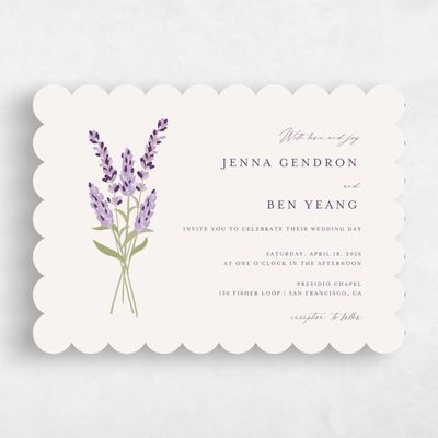 Beige Scalloped Wedding Invitation - Marat Landscape