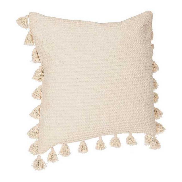 Woven Textured Pillow with Tassels