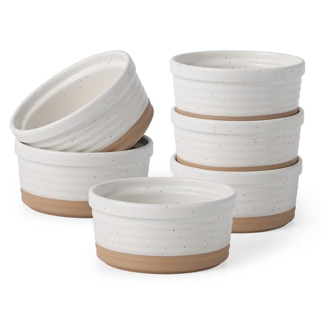 Frewinky Ceramic Ramekins 6oz,Creme Brulee Ramekins & Souffle Dishes for Oven,Small Baking-Dishes for Pudding,Lava Cakes,Serving Dip, Custard, Ice Cream,set of 6