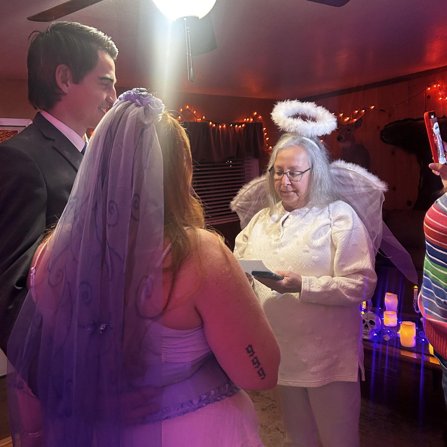 Nana giving us her blessing at our Engagement party. Words of love from an angel herself.