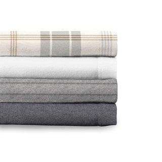 Dormisette Luxury German Flannel Ultra-Soft 6-Ounce Sheets Set - Queen - grey/ivory plaid