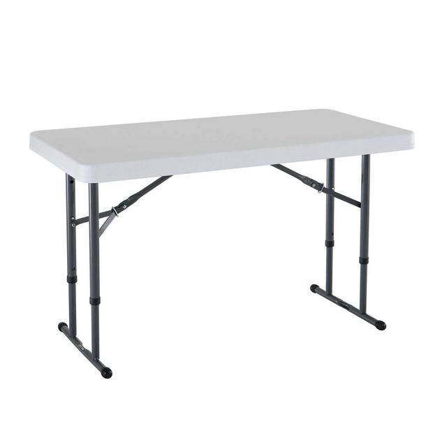 Lifetime 80160 Commercial Height Adjustable Folding Utility Table, 4 Feet, White Granite