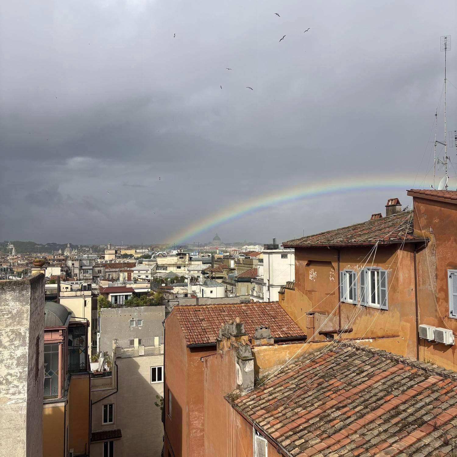 Rainbow over Rome the morning of our engagement.