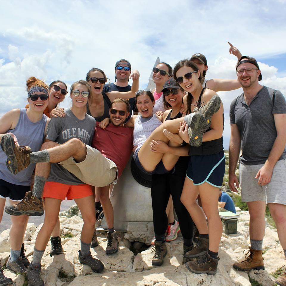 After the proposal: Top of Guadalupe Peak with some of our favorite people.