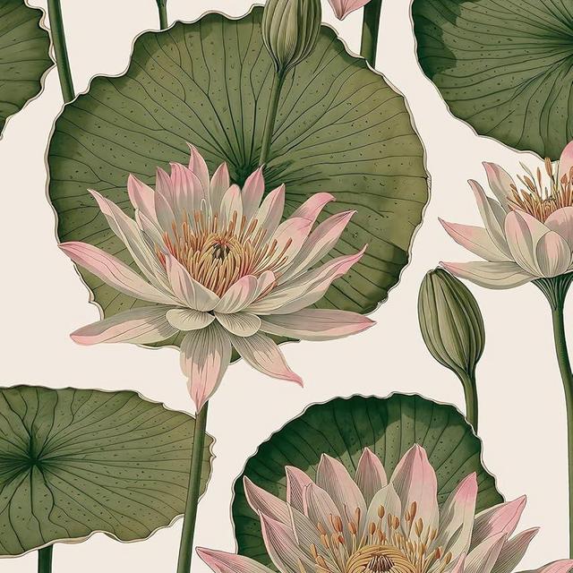 Orainege Floral Wallpaper Peel and Stick Floral Contact Paper Boho 16.9inx393.7in Lotus Flower Wallpaper Removable Self Adhesive Wall Paper for Bedroom Cabinets Decorative