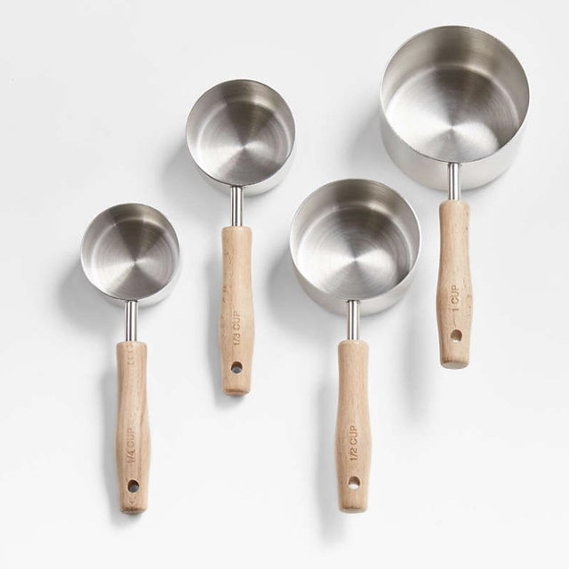 Beechwood and Stainless Steel Measuring Cups
