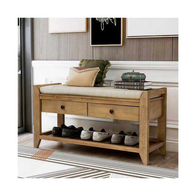 Streamdale Furniture Shoe Rack With Cushioned Seat And Drawers, Multipurpose Entryway Storage Bench