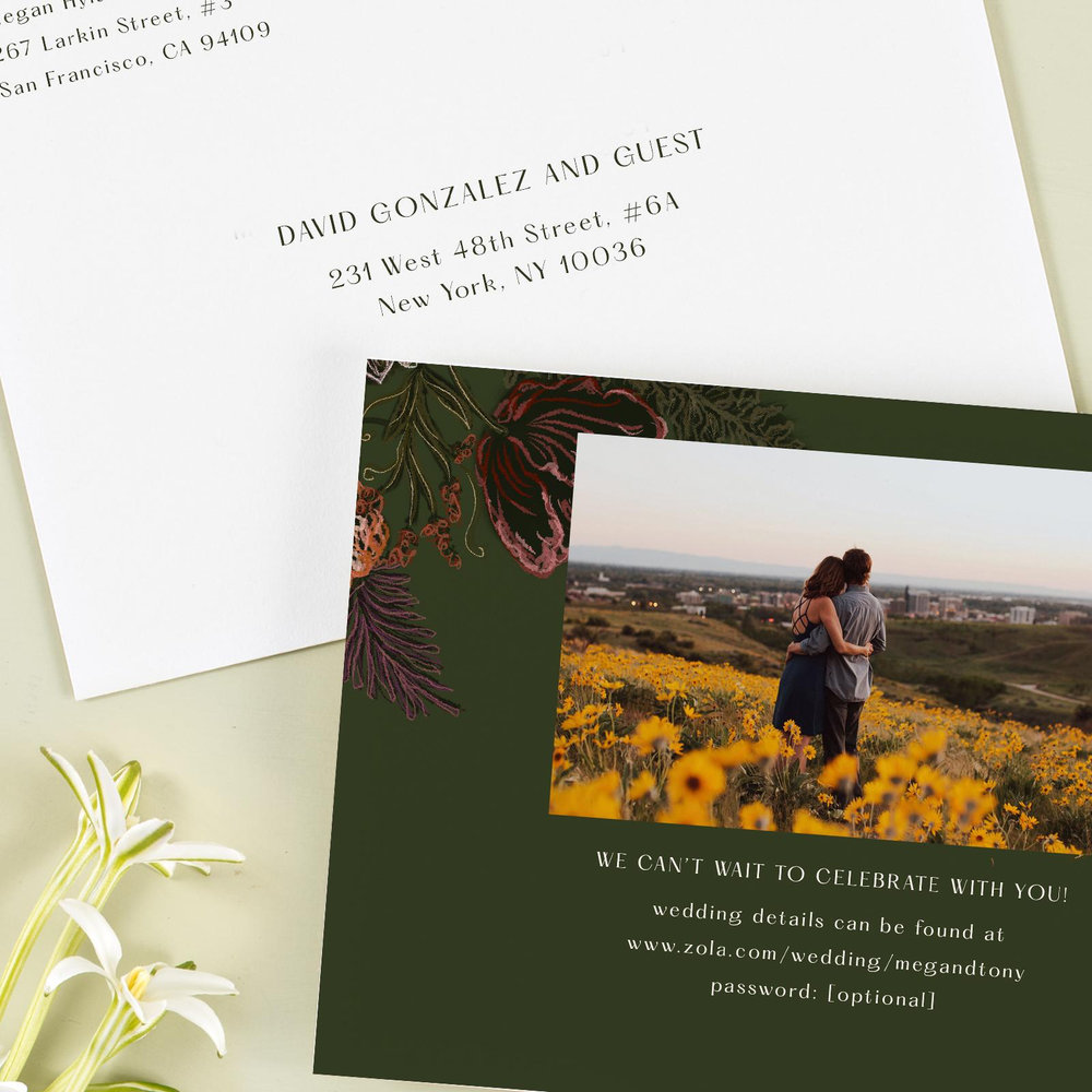 Harlow Landscape | Darkest Olive | Zola Wedding Invitations