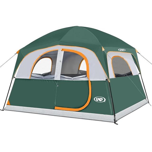 UNP Tents 6 Person Waterproof Windproof Easy Setup,Double Layer Family Camping Tent with 1 Mesh Door & 5 Large Mesh Windows -10'X9'X78in(H)