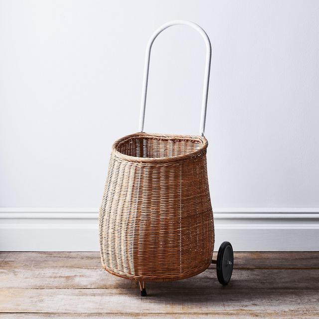 Rattan Rolling Market Cart