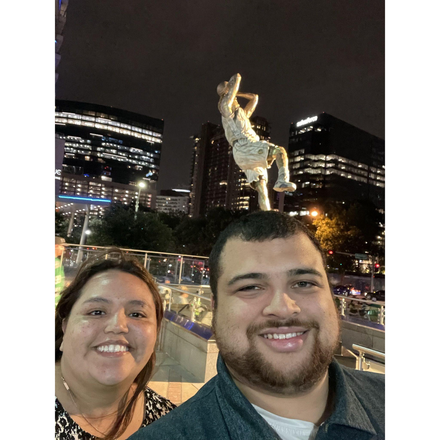 Ballin'! Our journey took us to the American Airlines Center. After watching the Stars, we got a picture with our local legend, who taught us that "Loyalty never fades away".