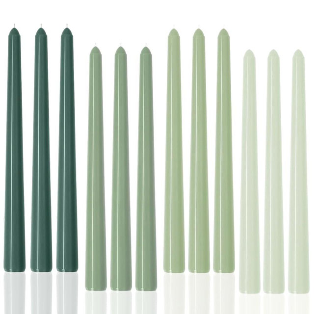 10" Green Taper Candles-12 Pack Green Candlesticks-Unscented Dripless Candles 8 Hour Burn for Spring, Home Decor, Dinner, Holidays, Weddings,Christmas Home Decor