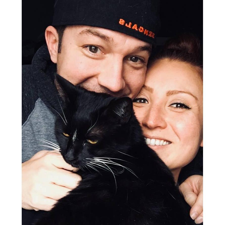 With our fur-baby Mittens.