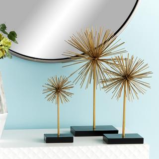 3-Piece Golden Contemporary Starburst Sculpture Set