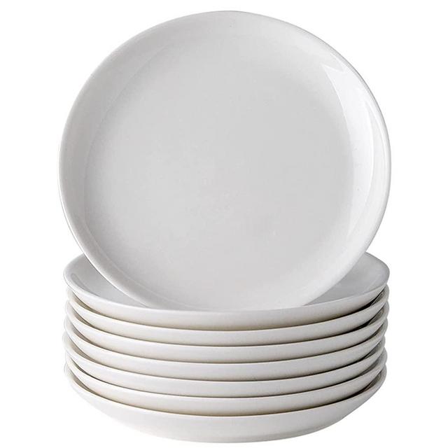 XINLTC Dessert Plates White, 5.6'' Small Appetizer Plates, Round Serving Plates/Salad Plate, Kitchen Dinnerware Dishes Set for Snacks, Appetizer, Side Dishes, Waffles, Cake, Set of 8