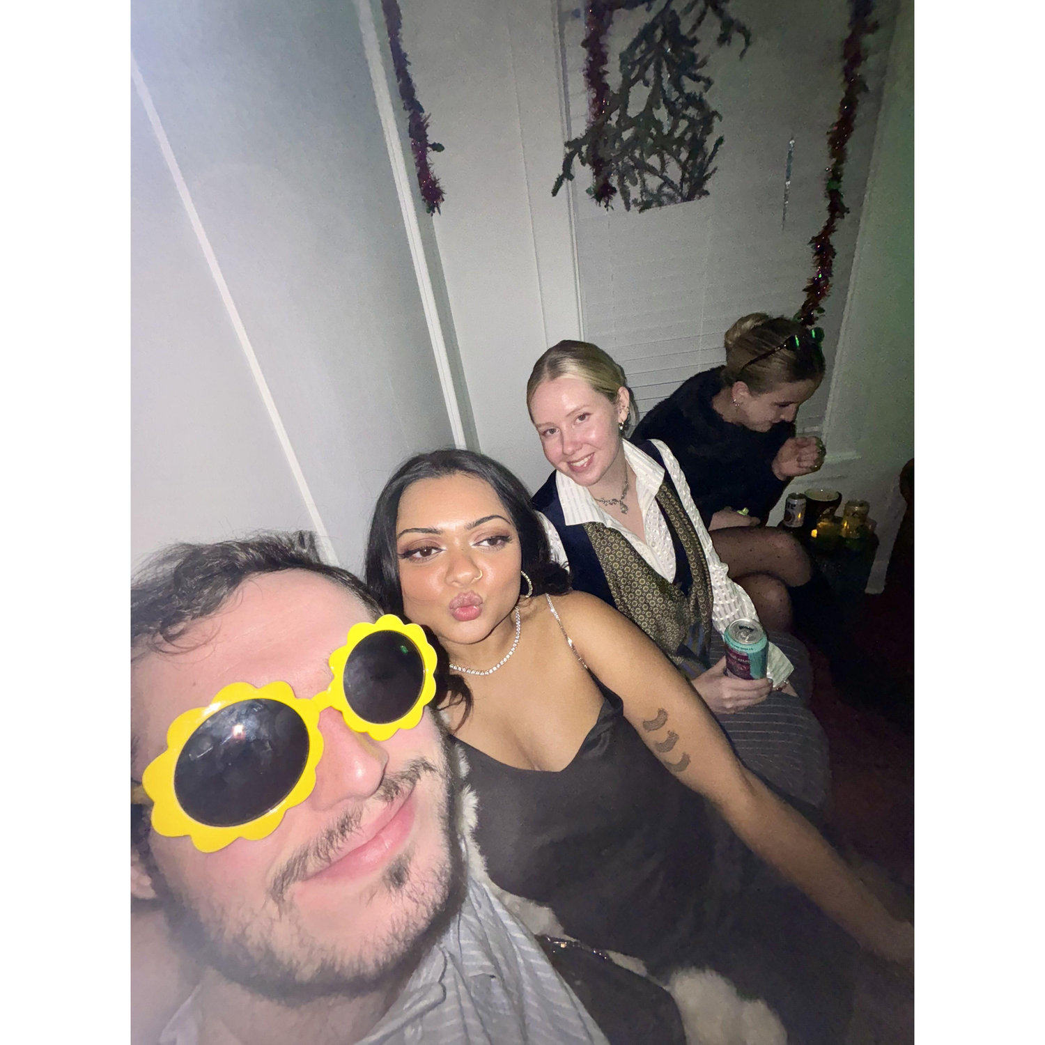 At a holiday party with our friends!