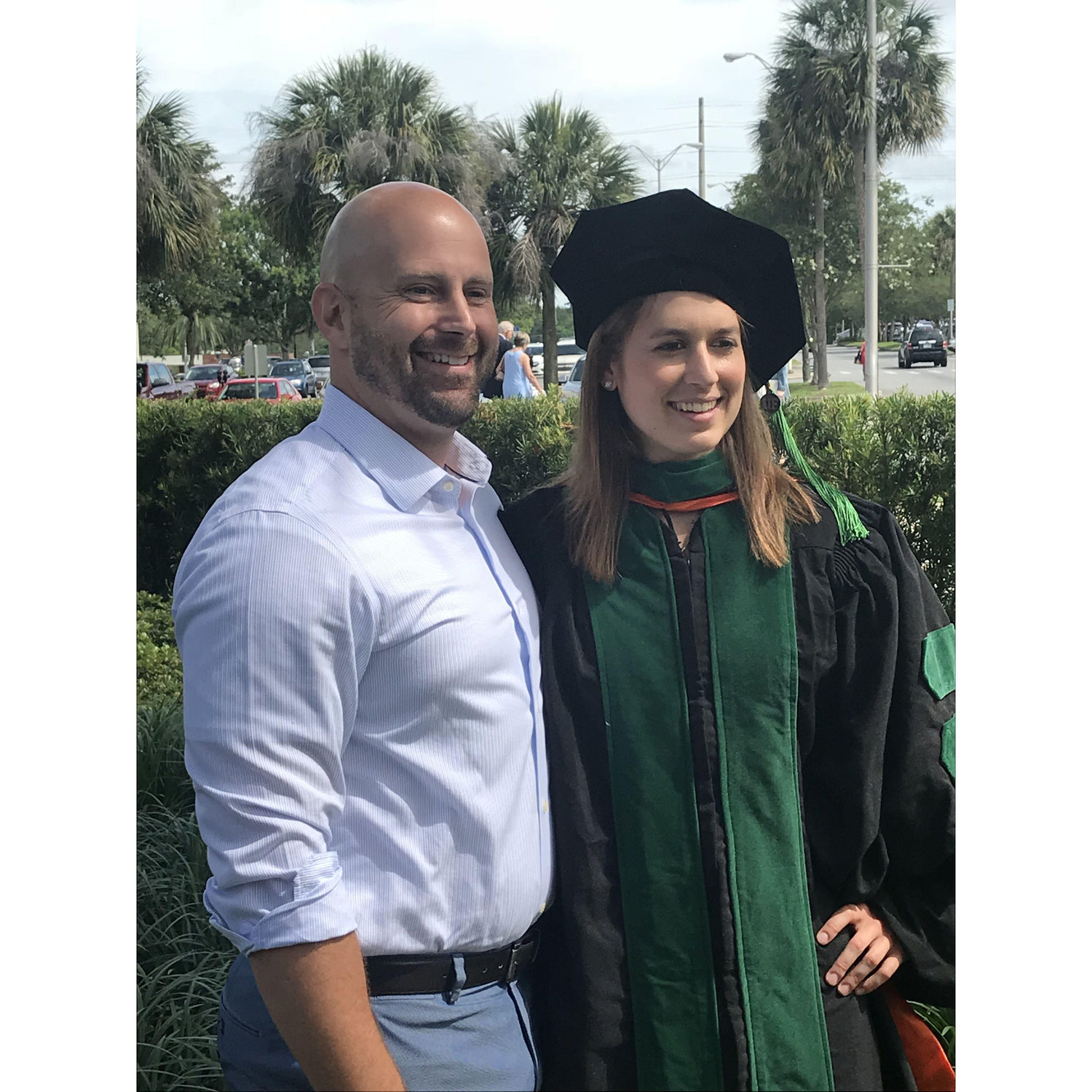Med school graduation!! Family introduction baby steps: parked Josh all the way at the end next to Aunt Patti and see if he comes back...