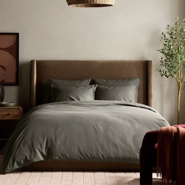 Organic Crisp Percale Deluxe Bedding Bundle - King dusty olive