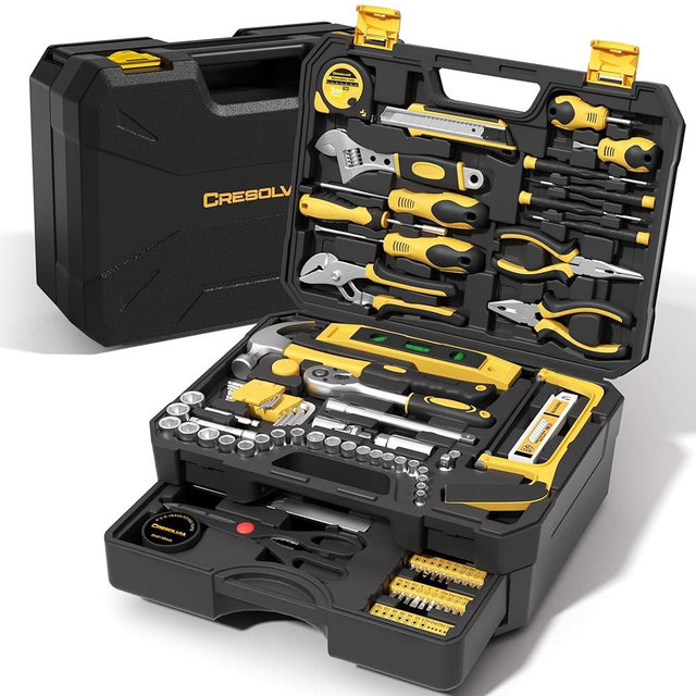 CRESOLVIA 328 Piece Tool Kit For Home,Hand Repair Tool Set,Toolbox Storage Case with Drawer,General Household/Auto Tool Set,Perfect for Homeowner, DIY, Handyman
