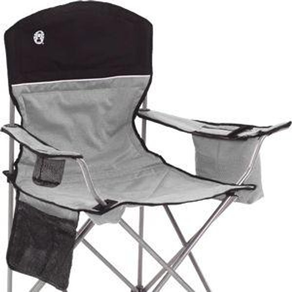 Coleman Portable Camping Chair with 4-Can Cooler, Cushioned Seat & Back with Side Pockets & Cup Holder, Carry Bag Included, Great for Camping, Tailgating, Firepits, Patio, & More