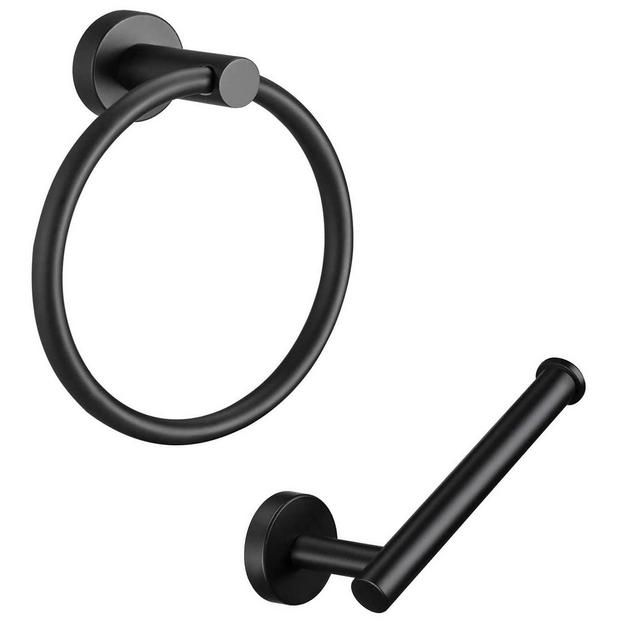 Wall-Mount Towel Ring & Toilet Paper Holder – Stainless Steel Design