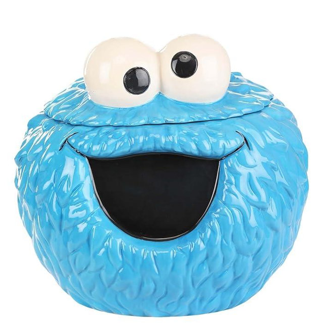 Fun Costumes Cookie Monster Cookie Jar with Lid - 12" Ceramic Jar for Cookies, Snacks & Candy - Officially Licensed