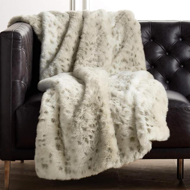 Faux Fur Snow Leopard Throw