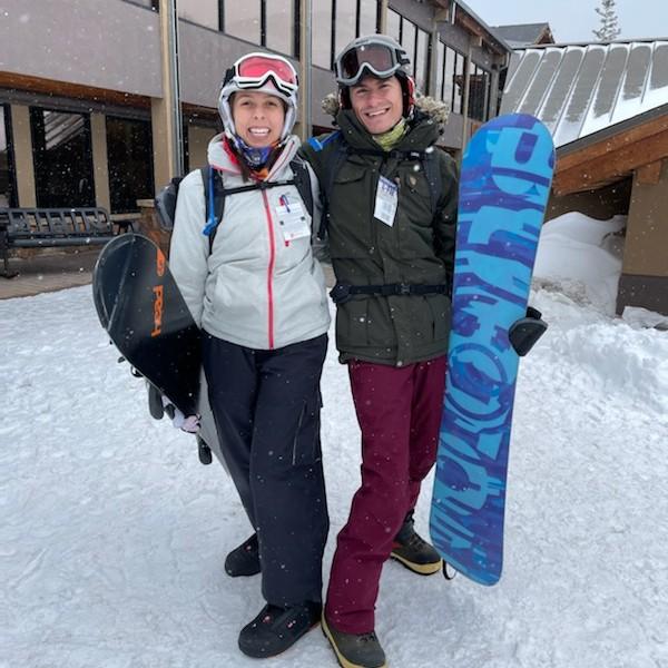 Our first time snowboarding together.